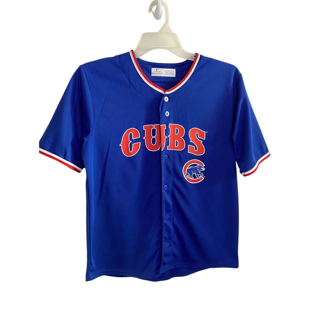 MLB Genuine Merchandise Chicago Cubs Boys Jersey Blue XXL 18 Button Down Mesh